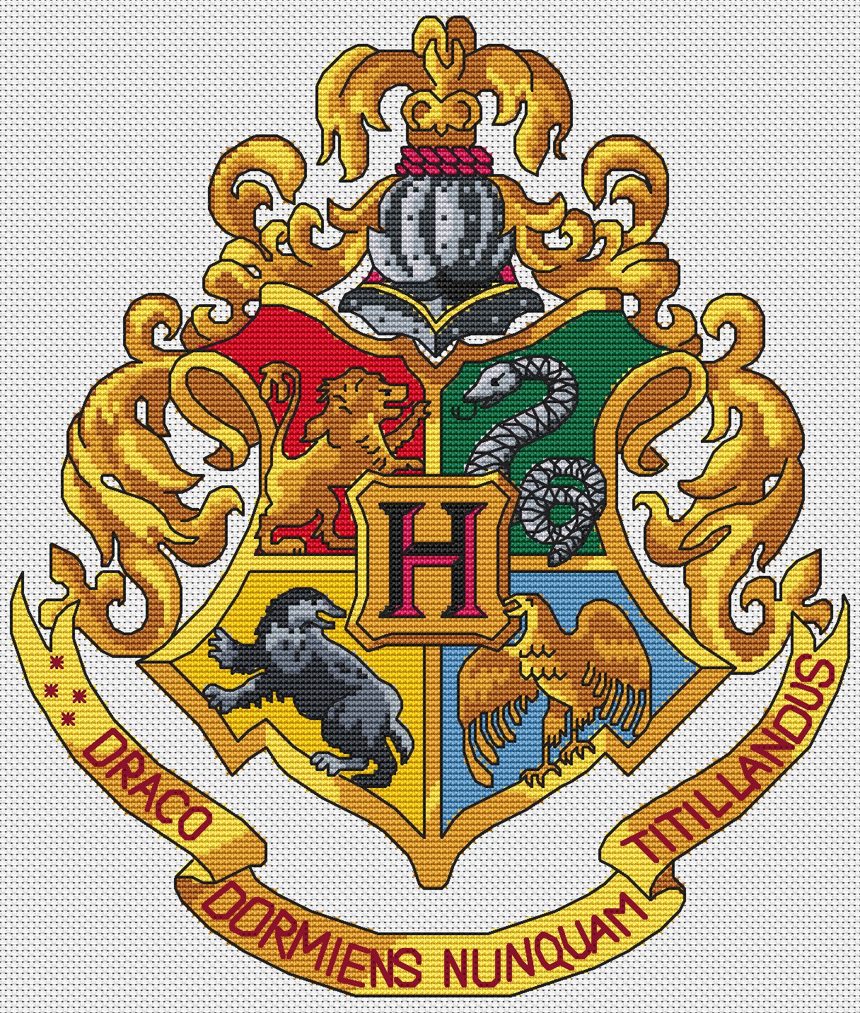 Free Hogwarts Crest Cross Stitch Chart – The World in Stitches hogwarts-house-crests-by-rhynncollins-on-deviantart
