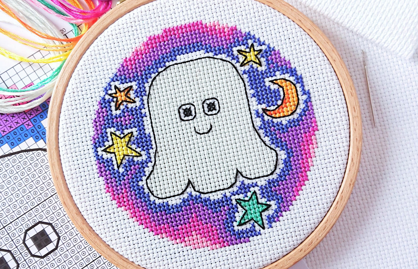 Halloween Trio Pumpkin, Ghost, Spider Cross Stitch Kit