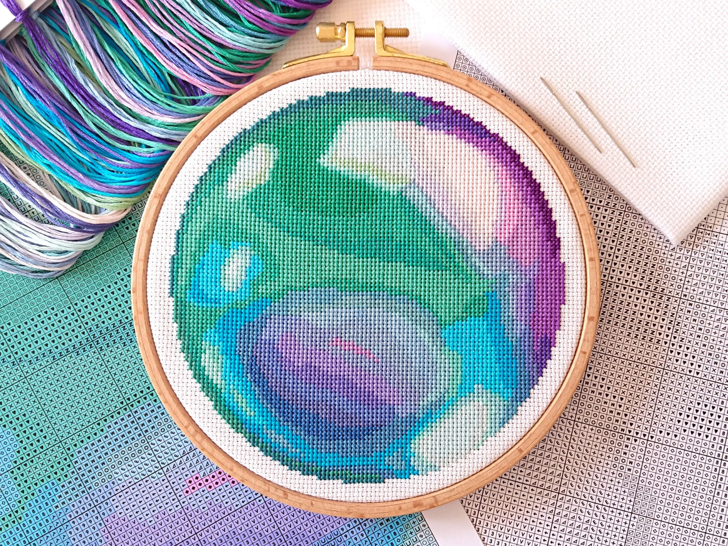 Green Marble Cross Stitch Kit