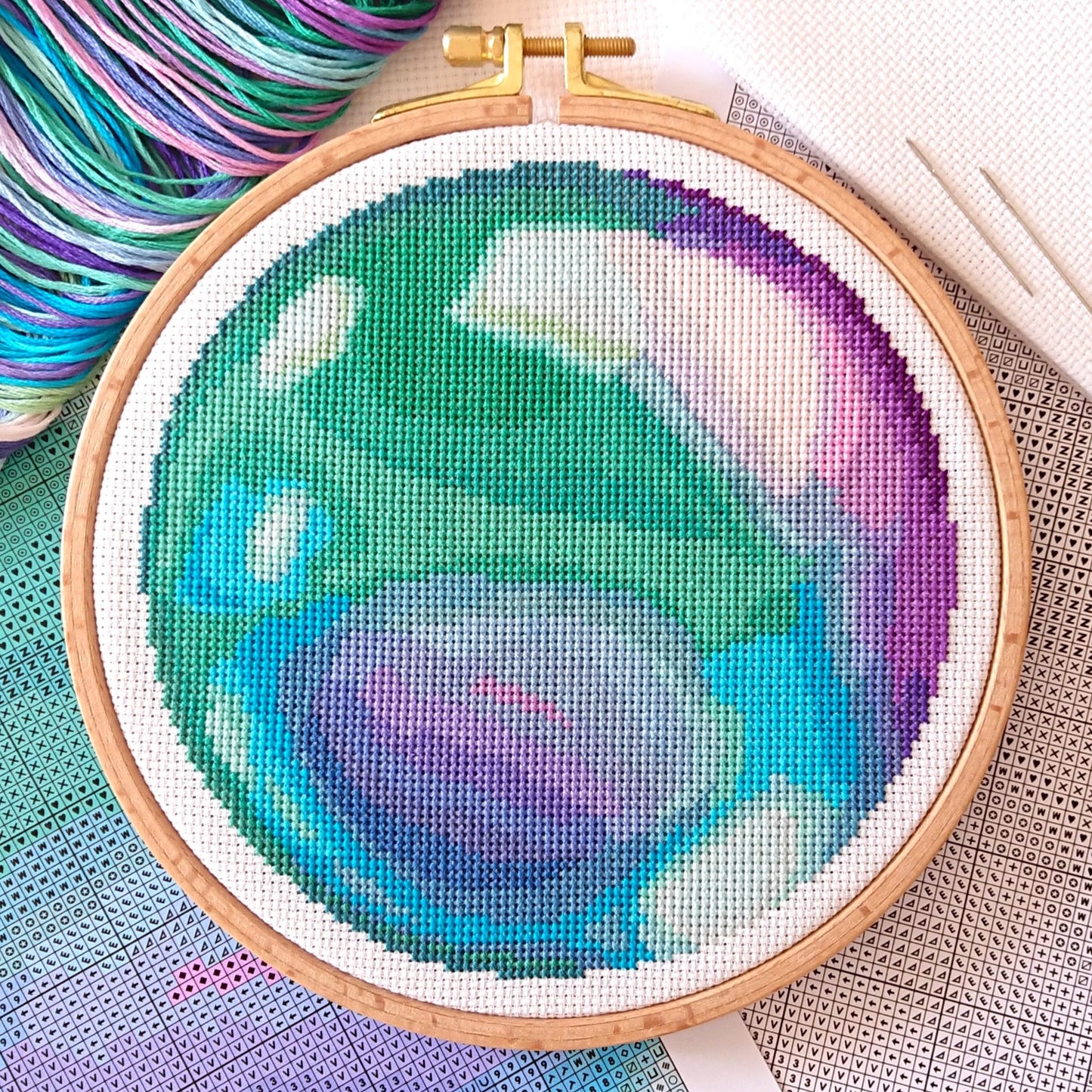 Green Marble Cross Stitch Kit