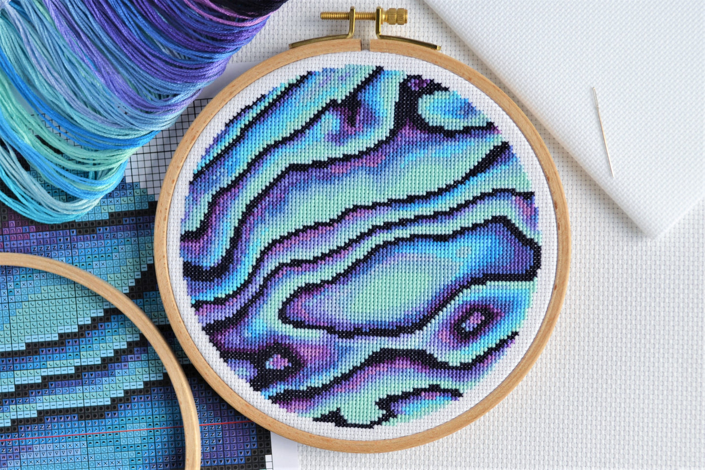 Bundle Offer: Paua Shell and Orange Half Cross Stitch Kits