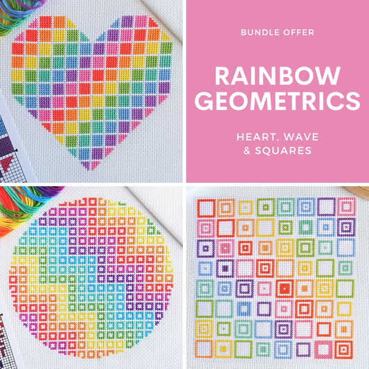 Bundle Offer: Rainbow Geometrics 3 Cross Stitch Kits Special Purchase