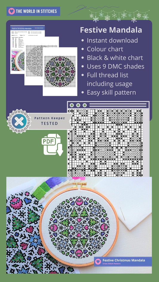 PDF Pattern for Festive Christmas Mandala