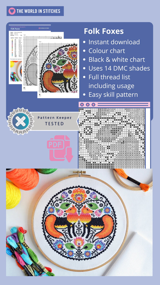 PDF Pattern for Folk Foxes