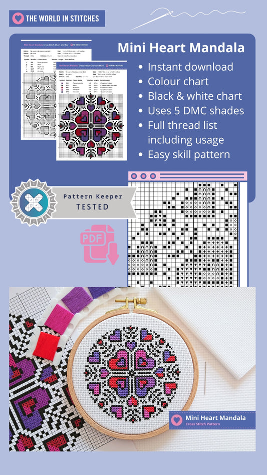 PDF Pattern for Mini Heart Mandala