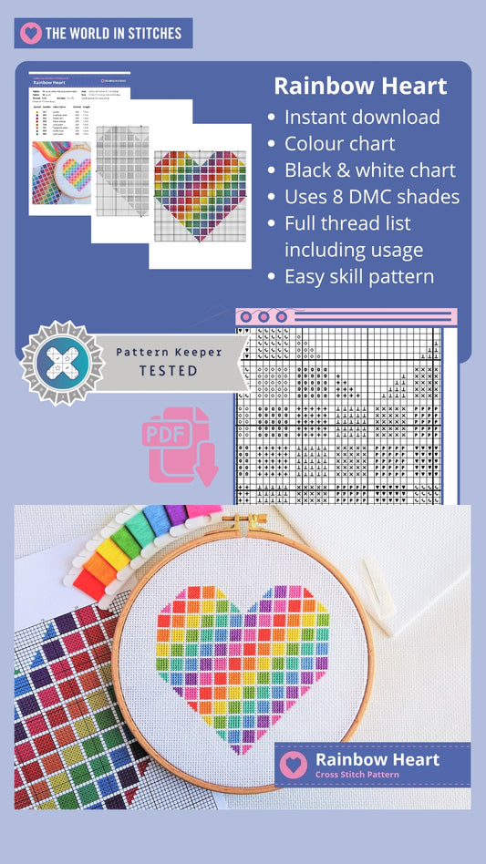 PDF Pattern for Rainbow Heart