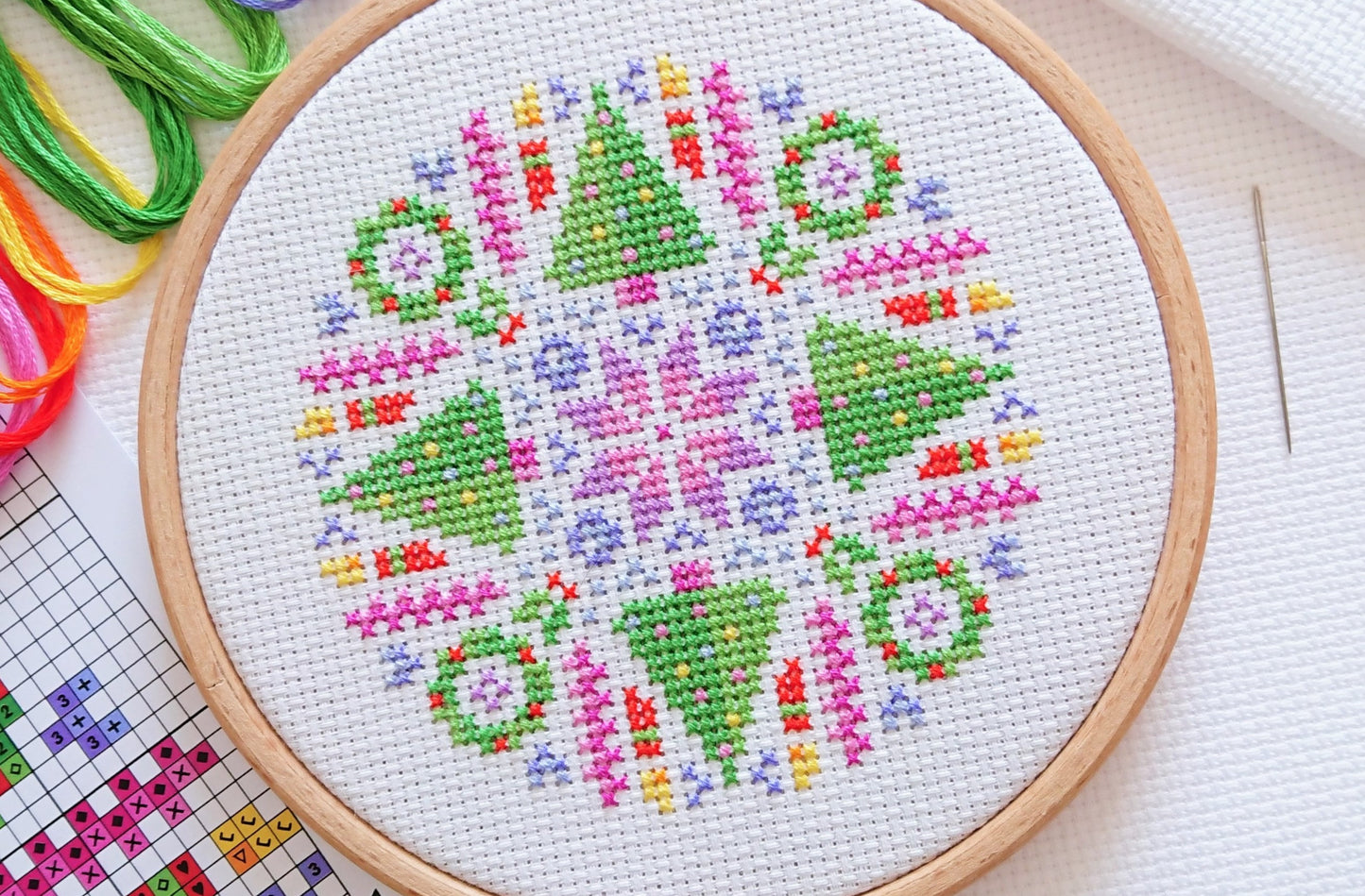 Mini Christmas Mandala Cross Stitch Kit