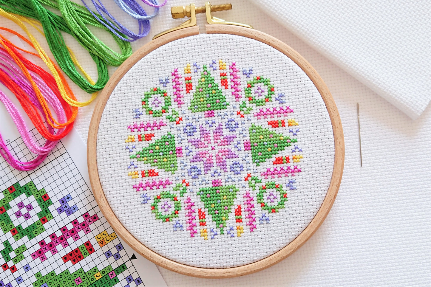 Mini Christmas Mandala Cross Stitch Kit