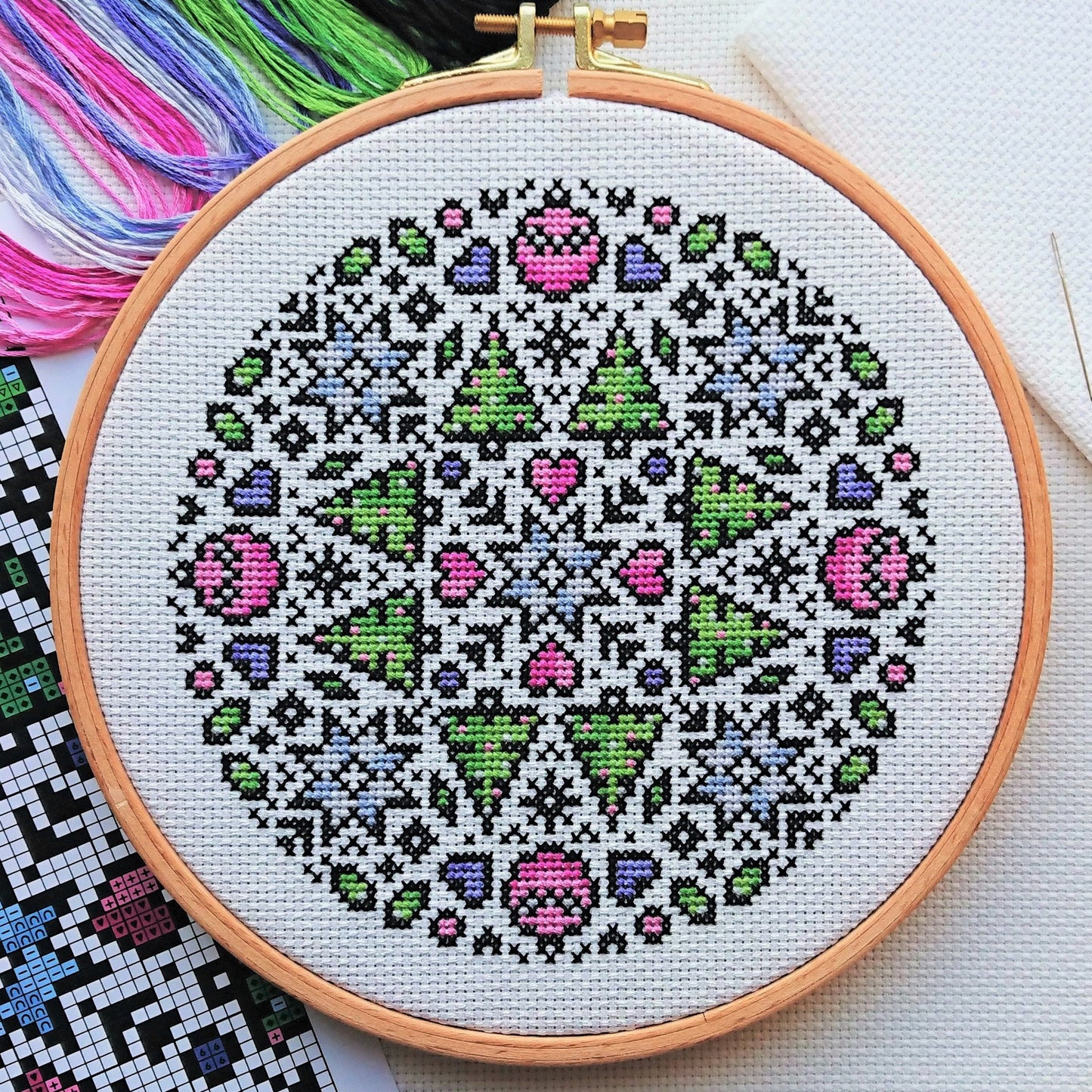Christmas Mandala Cross Stitch Kit