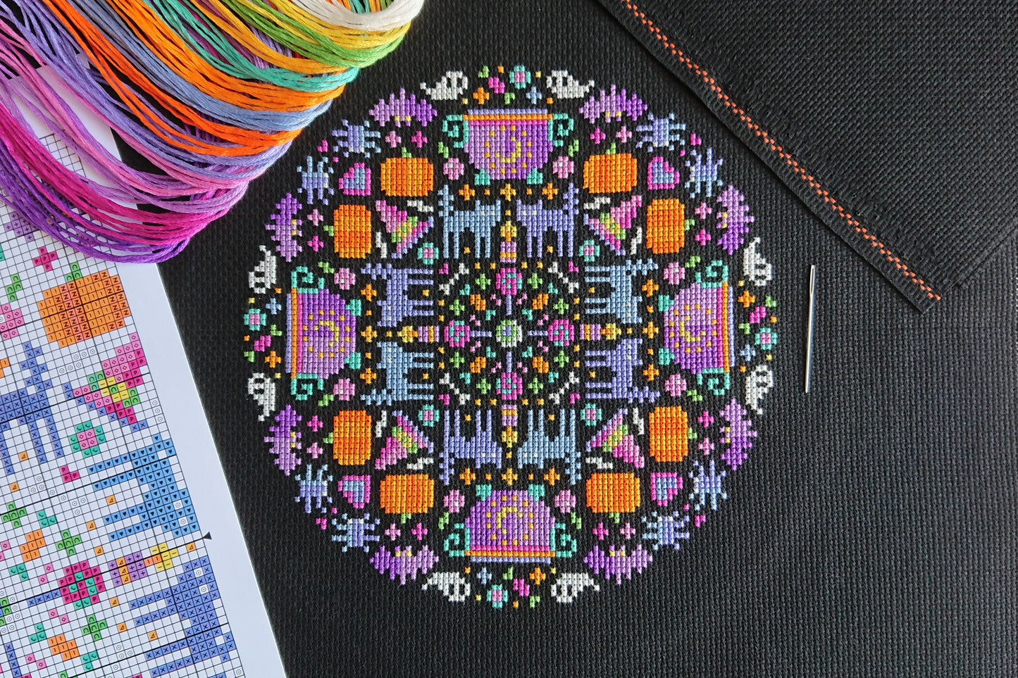 Halloween Mandala Cross Stitch Kit