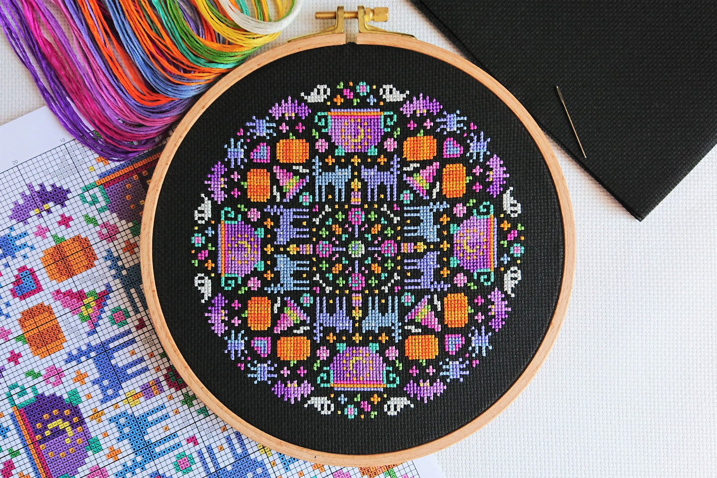 Halloween Mandala Cross Stitch Kit