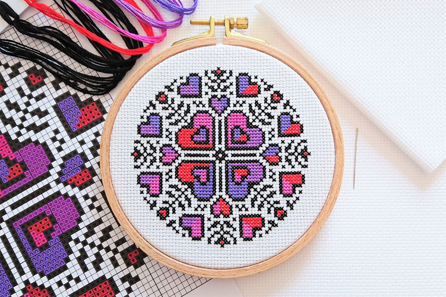 Mini Heart Mandala Cross Stitch Kit