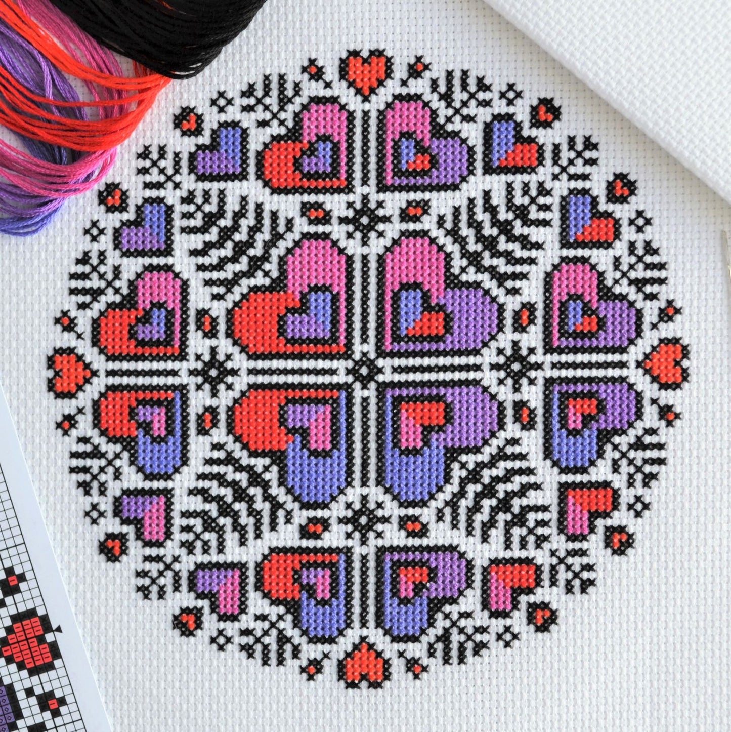 Heart Mandala Cross Stitch Kit