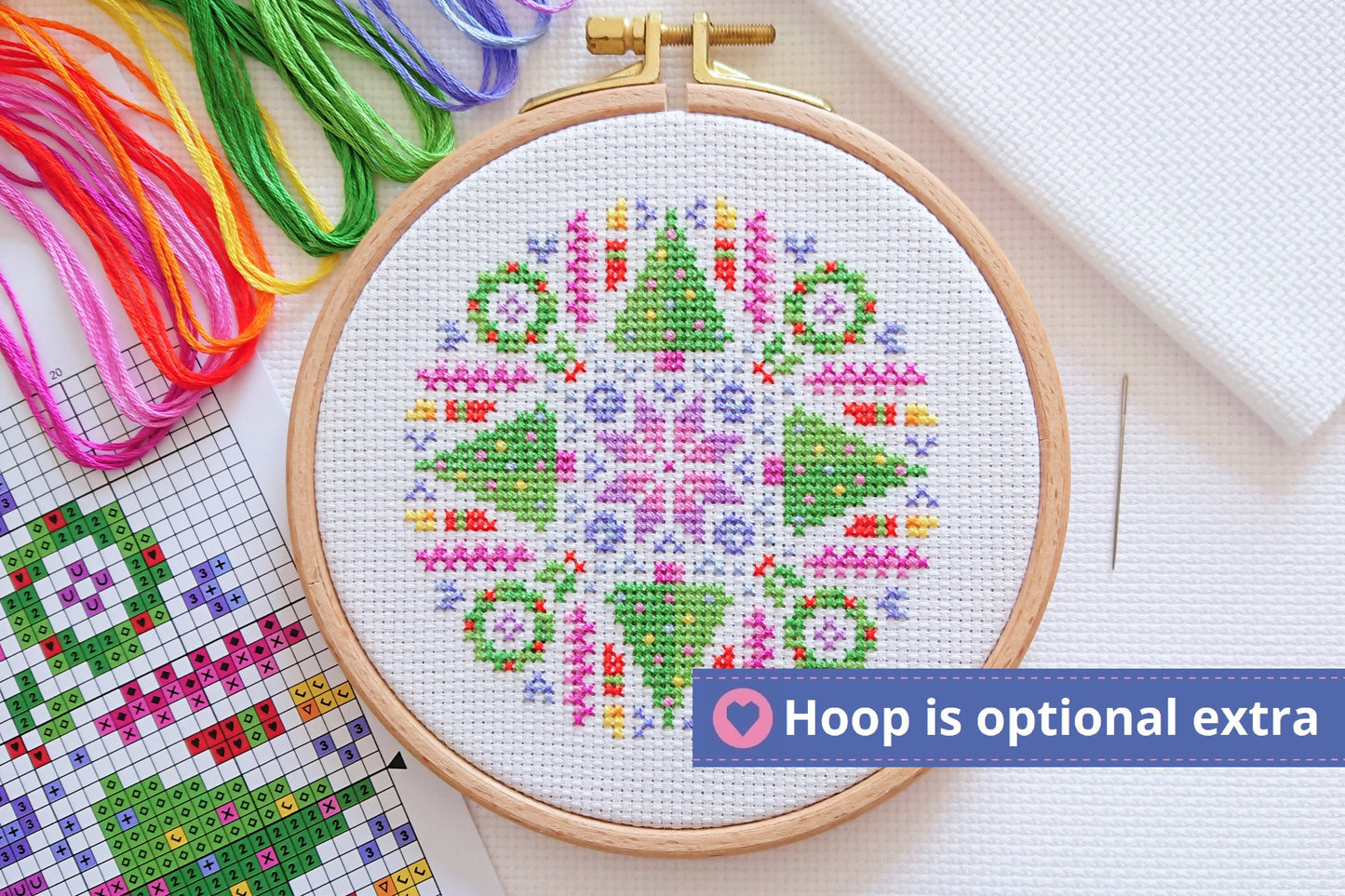Mini Christmas Mandala Cross Stitch Kit