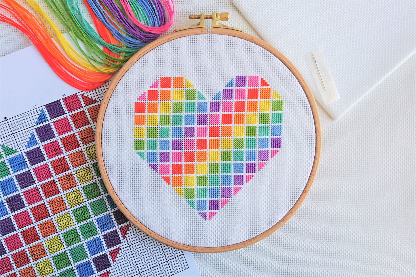 Rainbow Heart Cross Stitch Kit