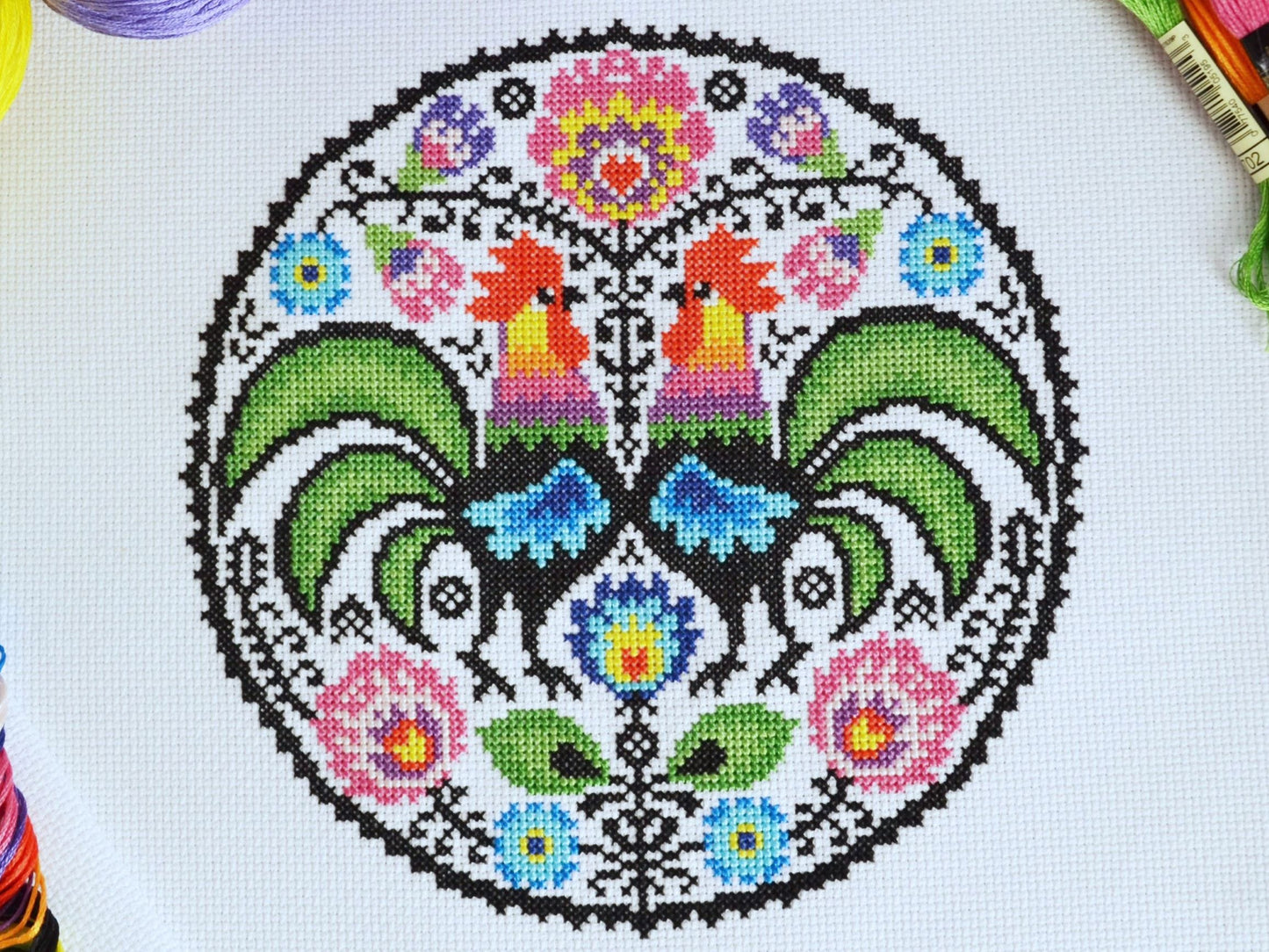 Folk Roosters Cross Stitch Kit