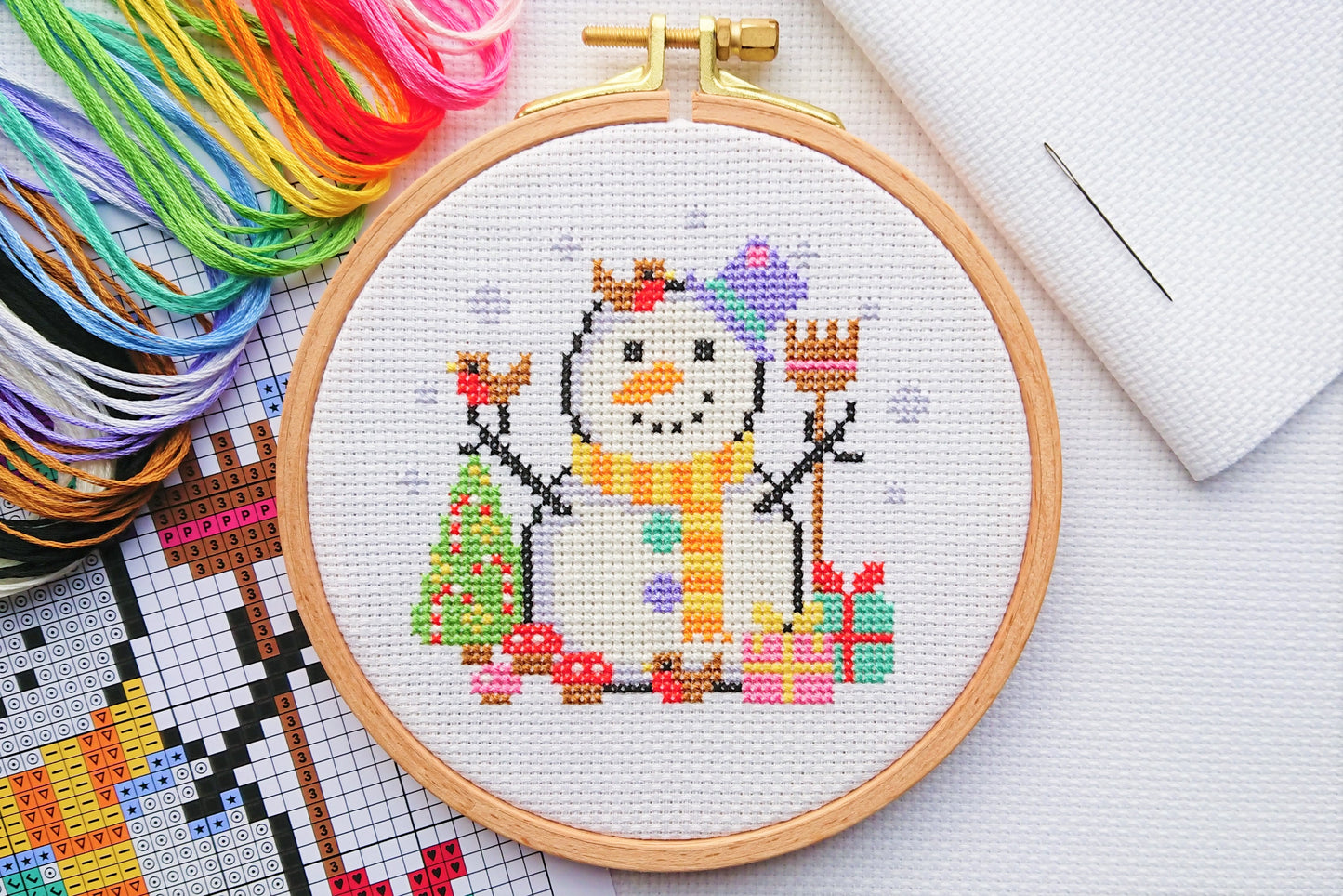 Mini Christmas Snowman Cross Stitch Kit