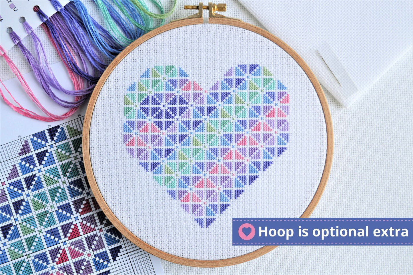 Striped Heart Cross Stitch Kit