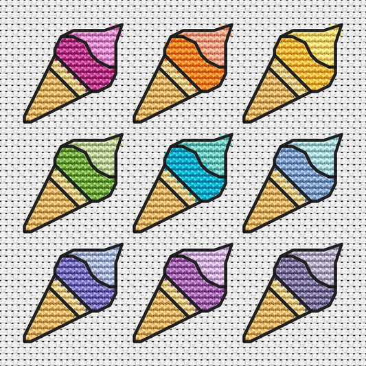 Free Ice Cream Cones Cross Stitch Chart