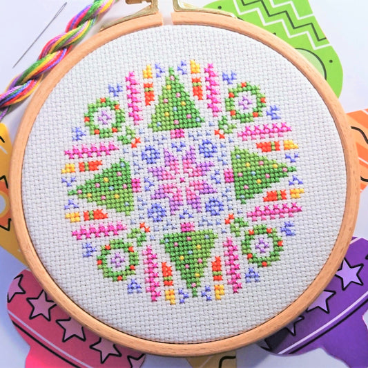 Free Mini Christmas Mandala Cross Stitch Chart