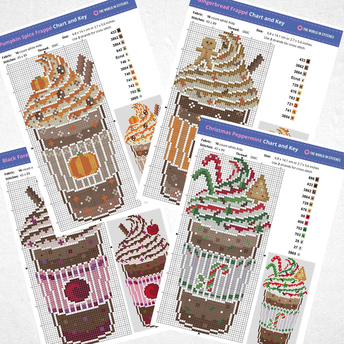 Fancy Frappes Individual Free Cross Stitch Charts