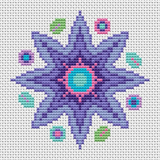 Free Cross Stitch Chart: Purple Flower
