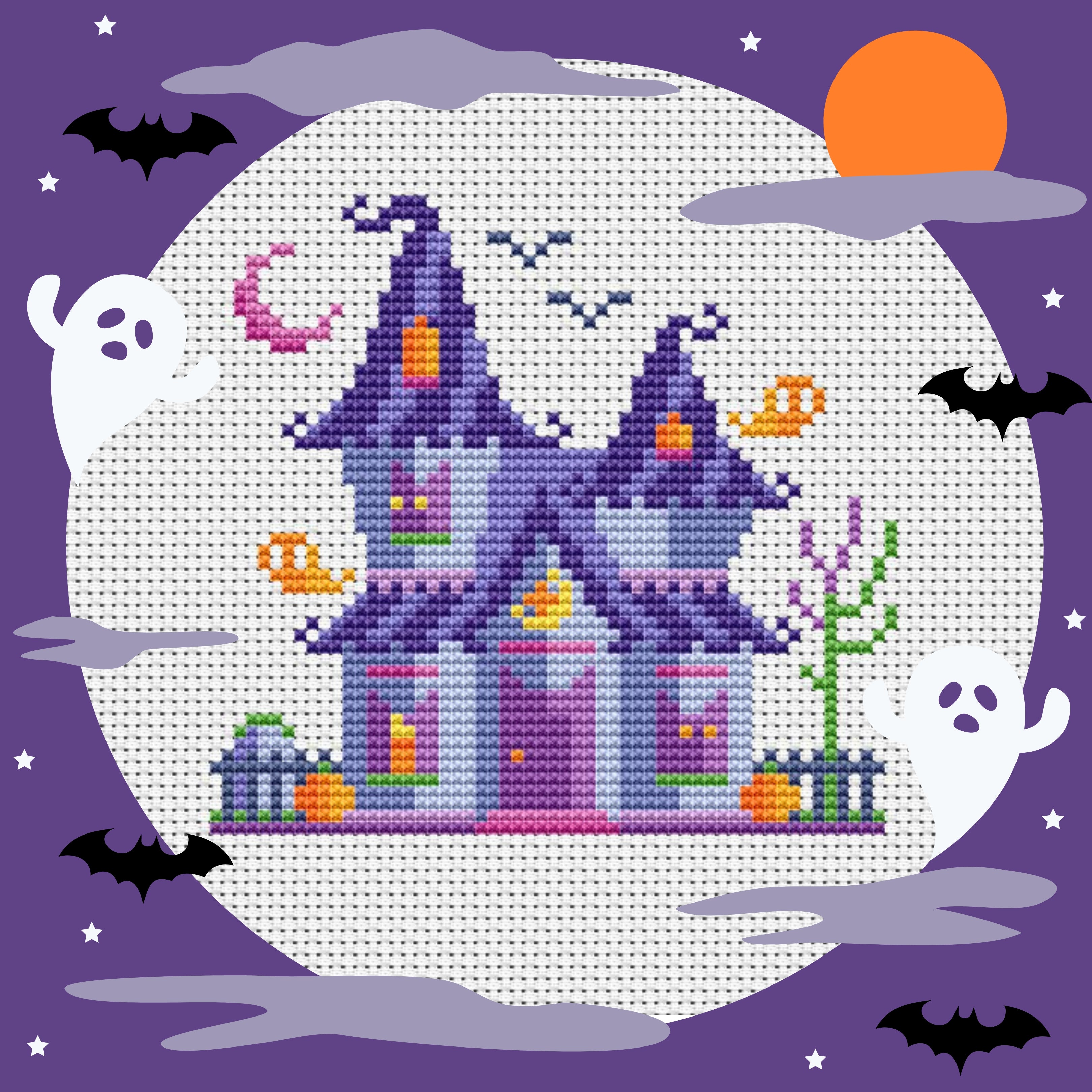 Free Cross Stitch Chart: Haunted House – The World in Stitches
