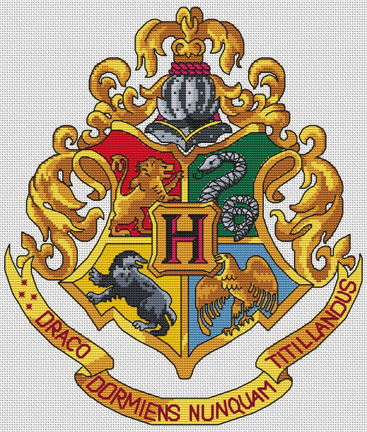 Free Hogwarts Crest Cross Stitch Chart