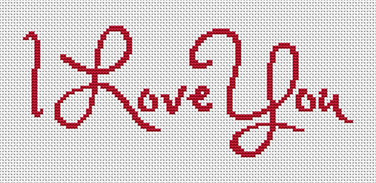 Free Cross Stitch Chart for Valentine's Day: I Love You Words