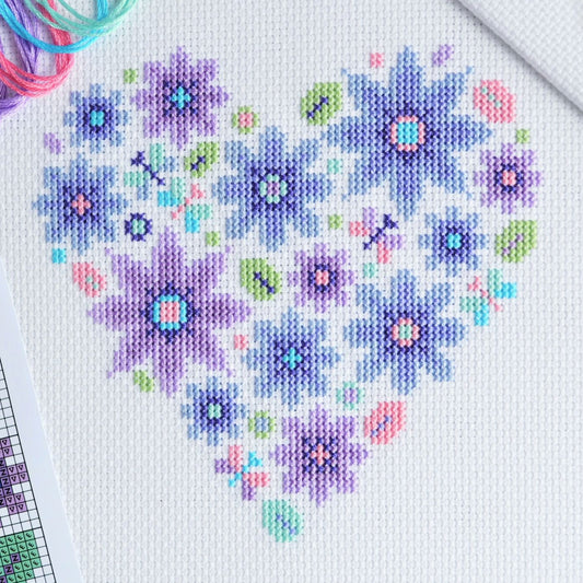 Mini Floral Heart Sampler Cross Stitch Chart