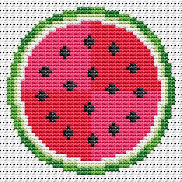 Cross Hatching Watermelon Example Free Watermelon Cross Stitch Chart – The World in Stitches