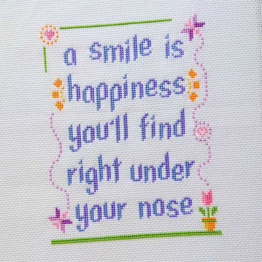 Free Cross Stitch Pattern: A Smile Is Quote