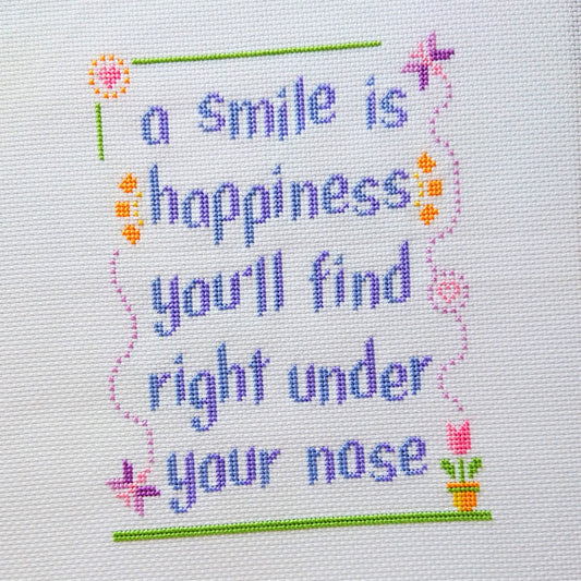Free Cross Stitch Pattern: A Smile Is Quote