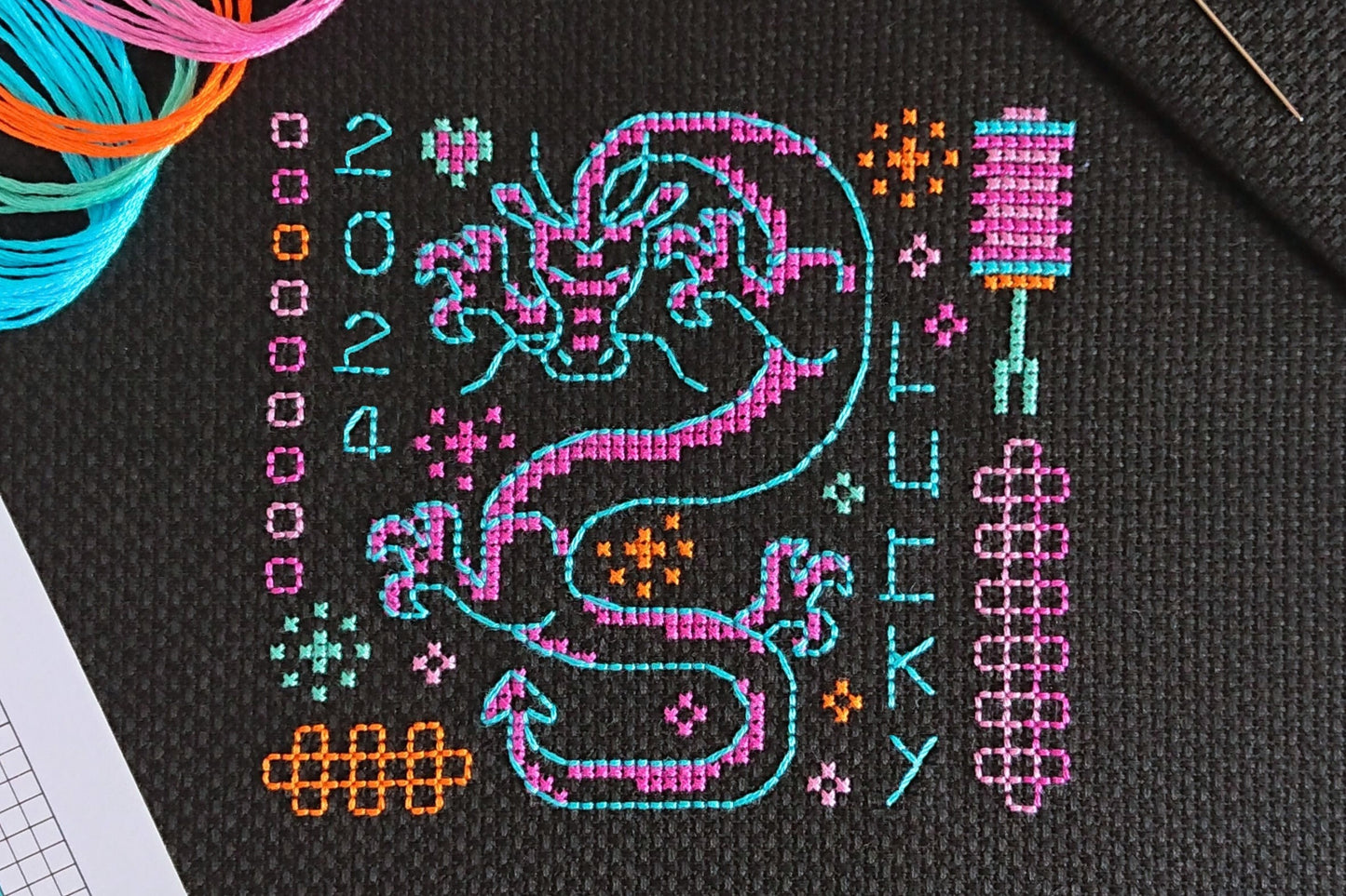 Year of the Dragon 2024 Mini Cross Stitch Kit