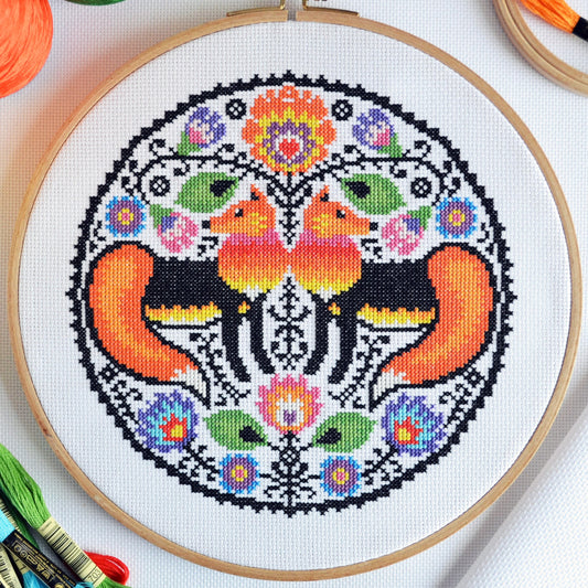 Folk Foxes Cross Stitch Kit