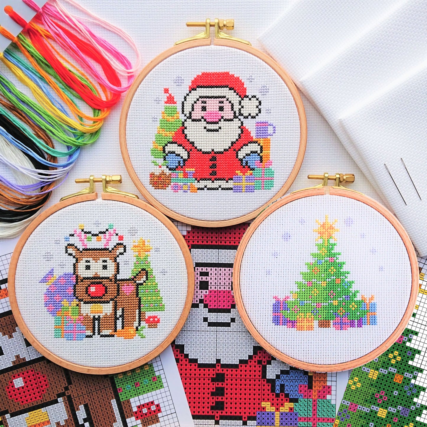 Christmas Trio Santa Cross Stitch Kit