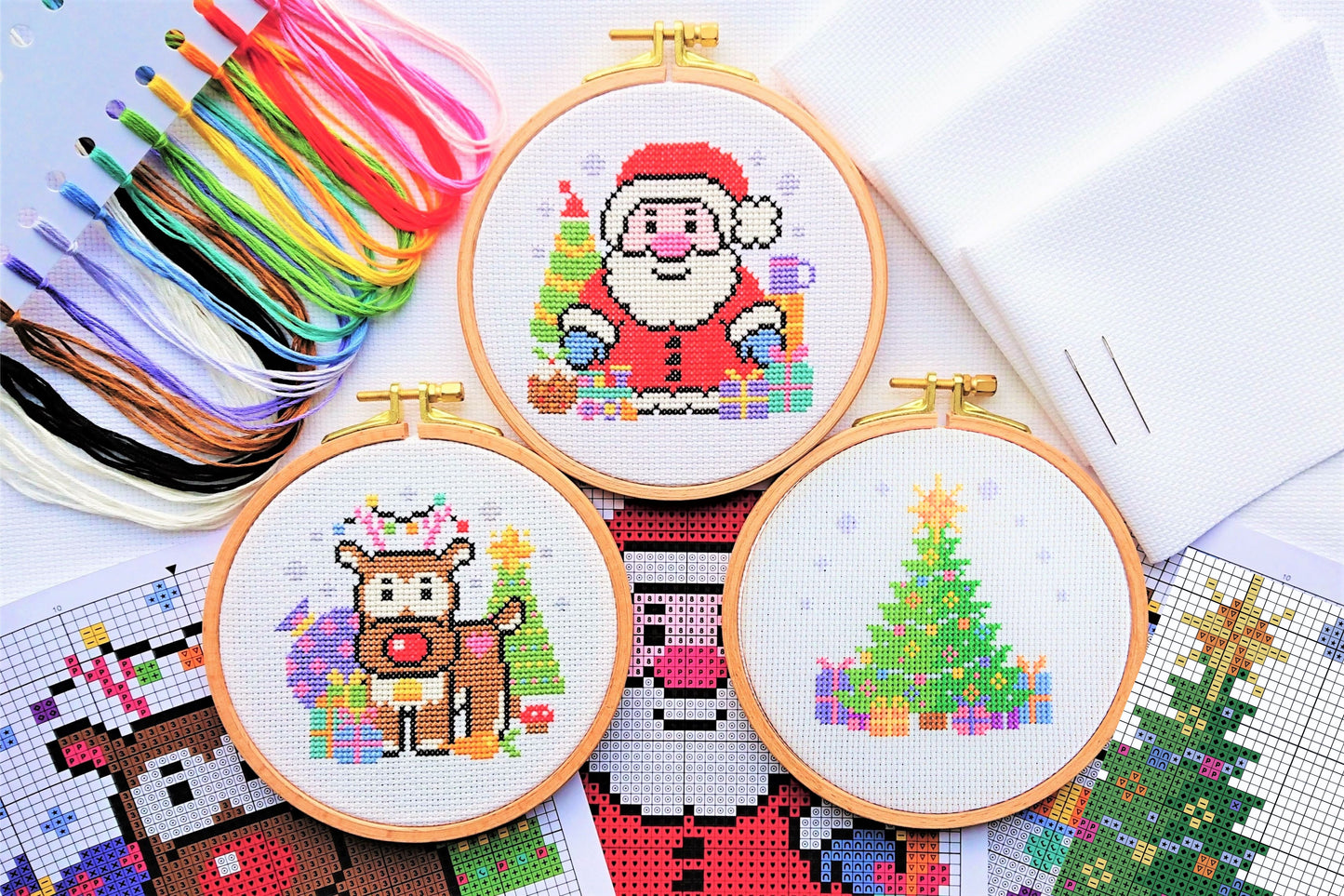 Christmas Trio Santa Cross Stitch Kit