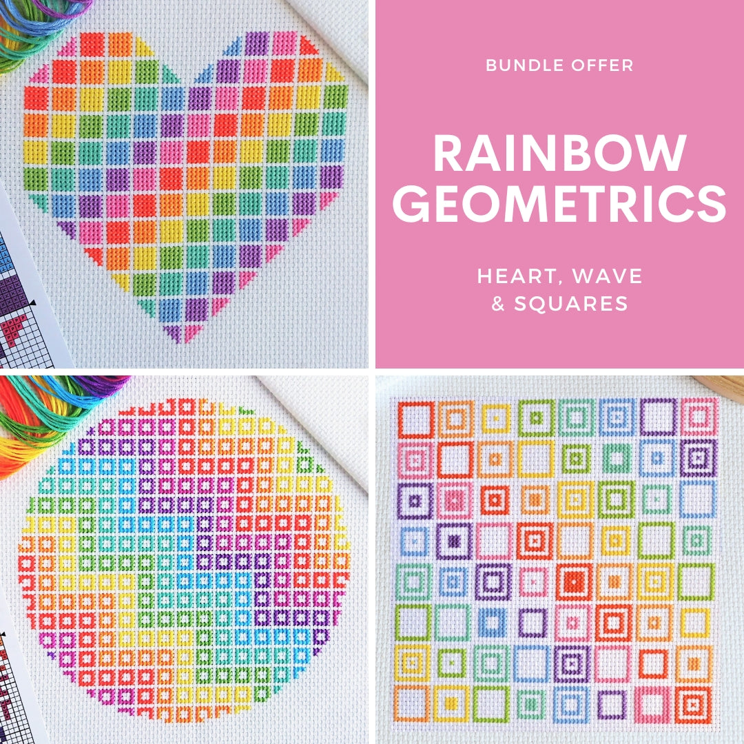 Bundle Offer: Rainbow Geometrics 3 Cross Stitch Kits Special Purchase