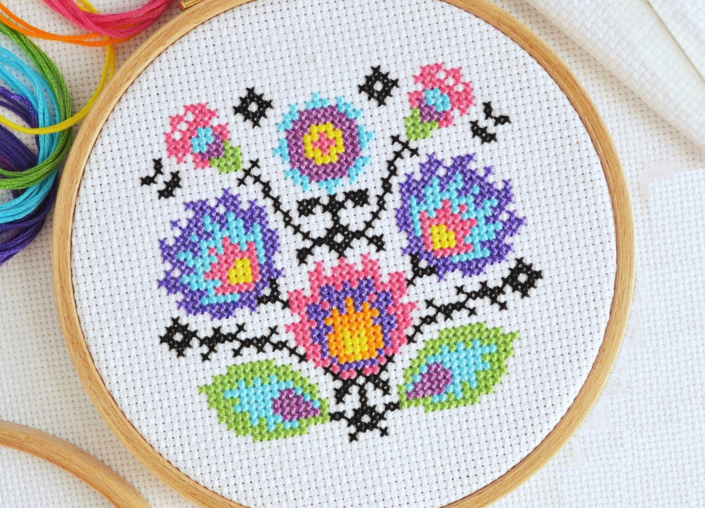 Mini Folk Flowers Cross Stitch Kit