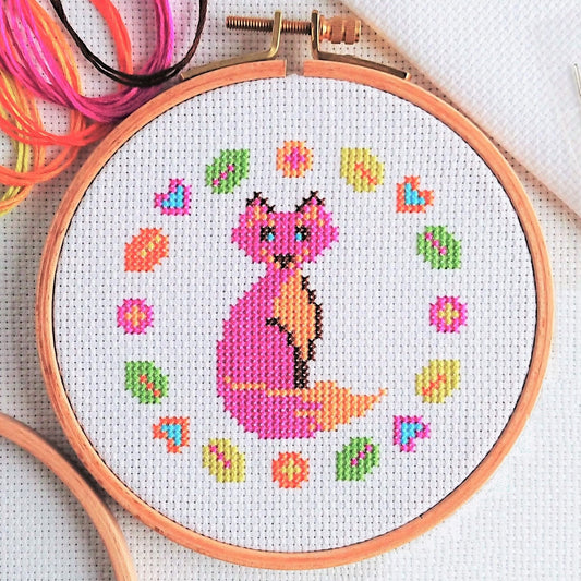 Mini Folk Fox Cross Stitch Kit