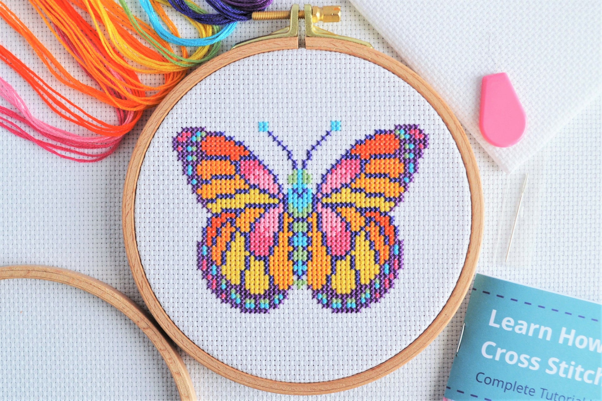 Learn a Craft' Cross Stitch Kit ~ Welcome Butterfly Easy For BEGINNERS  #73147