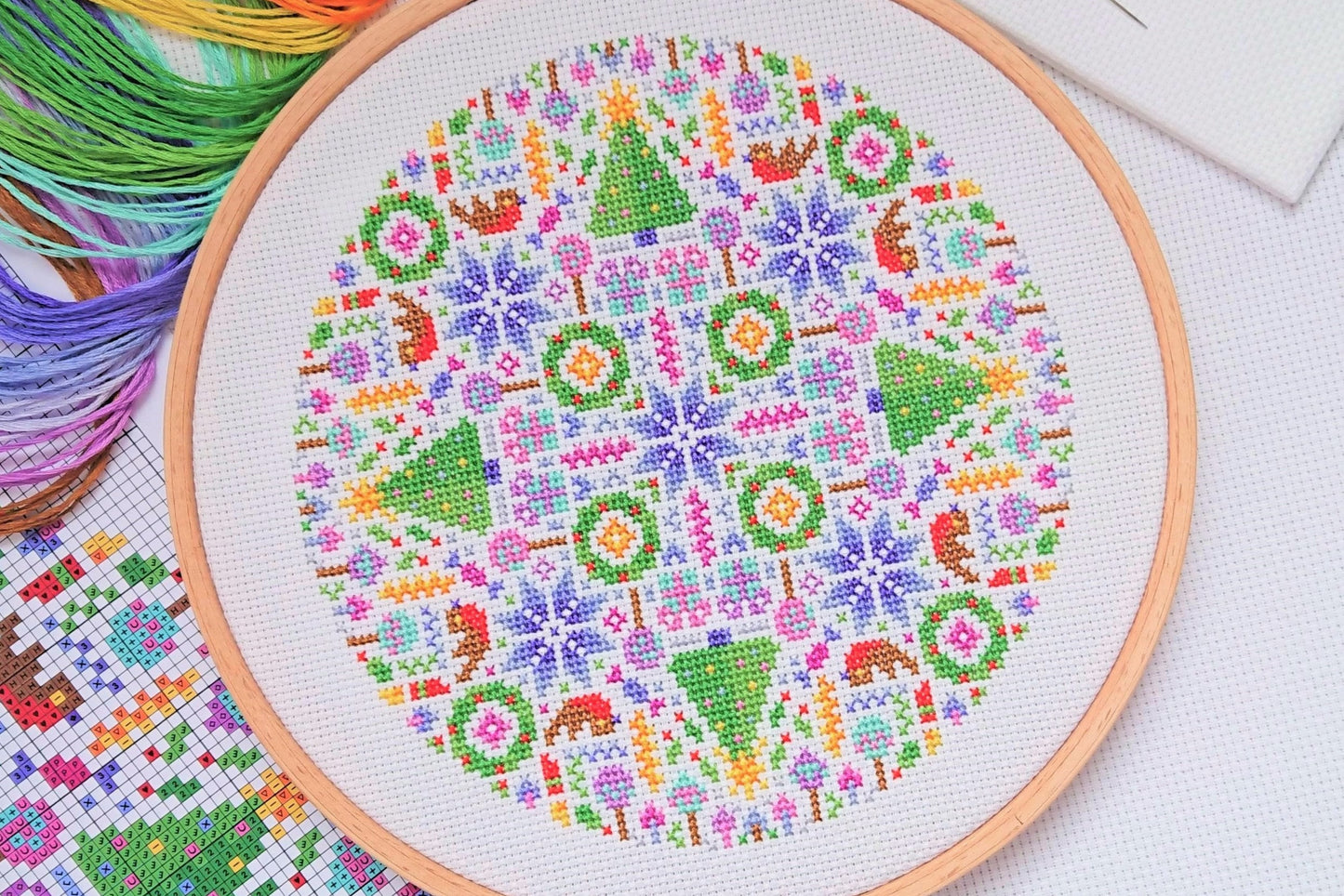 Christmas Mandala Cross Stitch Kit