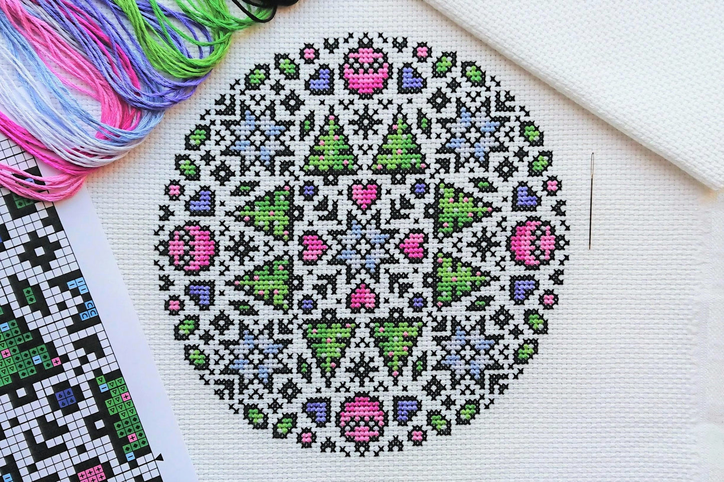 Christmas Mandala Cross Stitch Kit