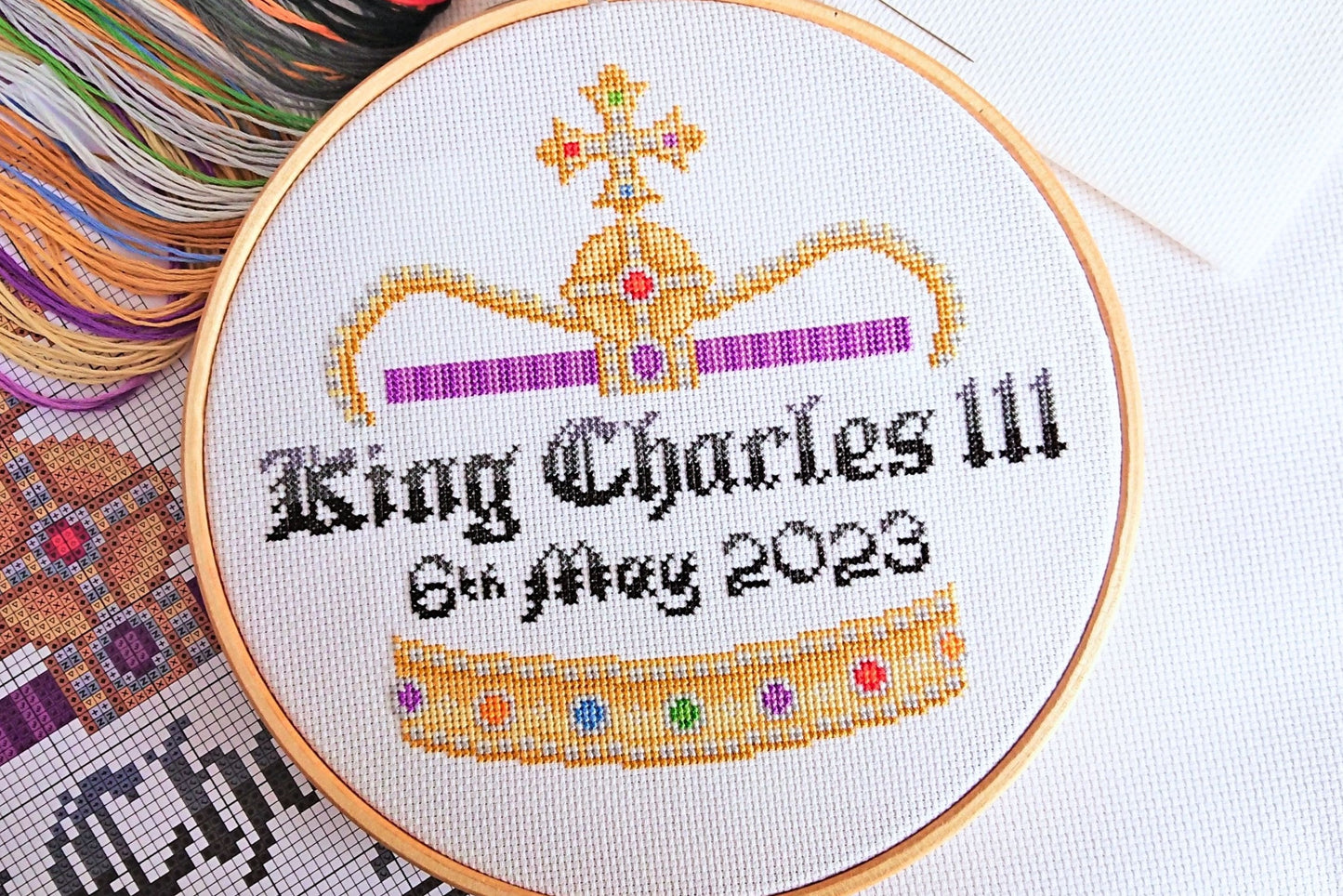 King Charles III Coronation Crown Cross Stitch Kit