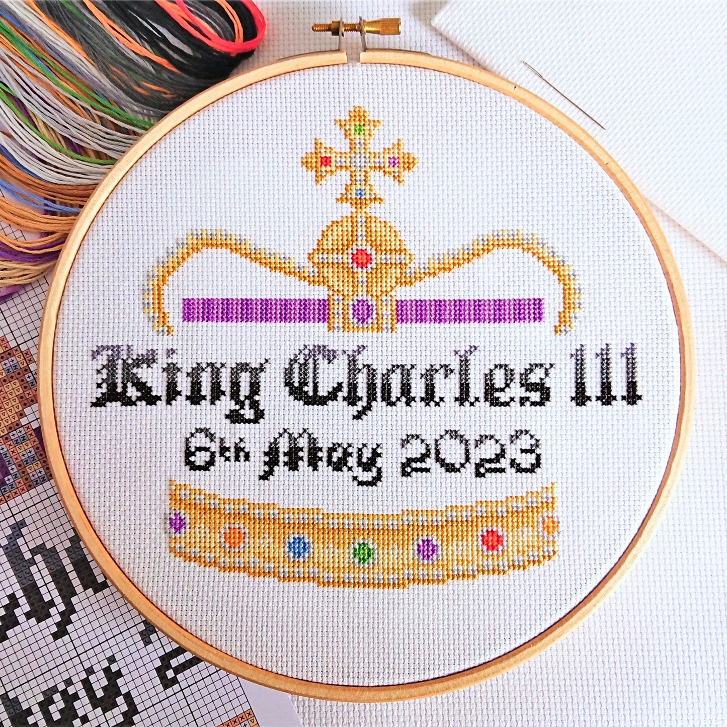 King Charles III Coronation Crown Cross Stitch Kit