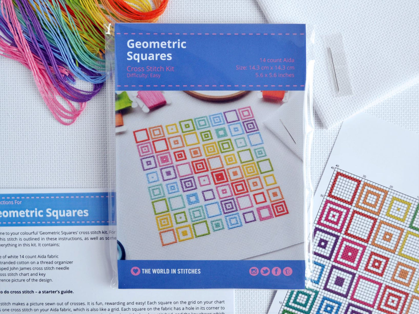 Geometric Squares Cross Stitch Kit