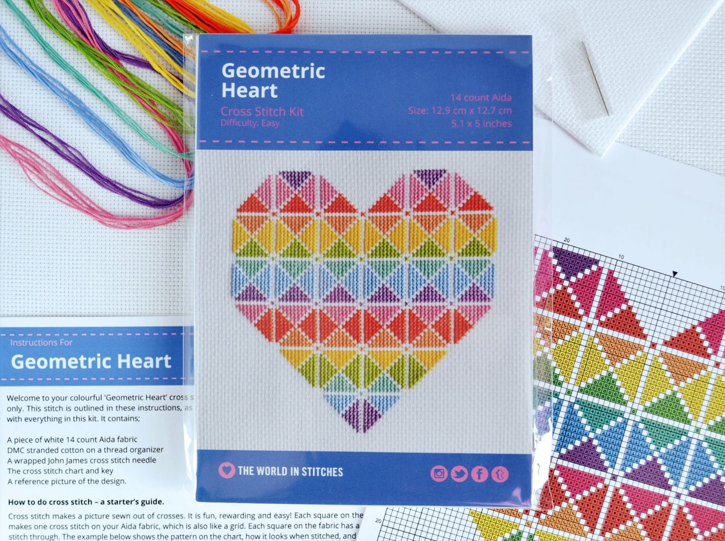 Geometric Heart Cross Stitch Kit
