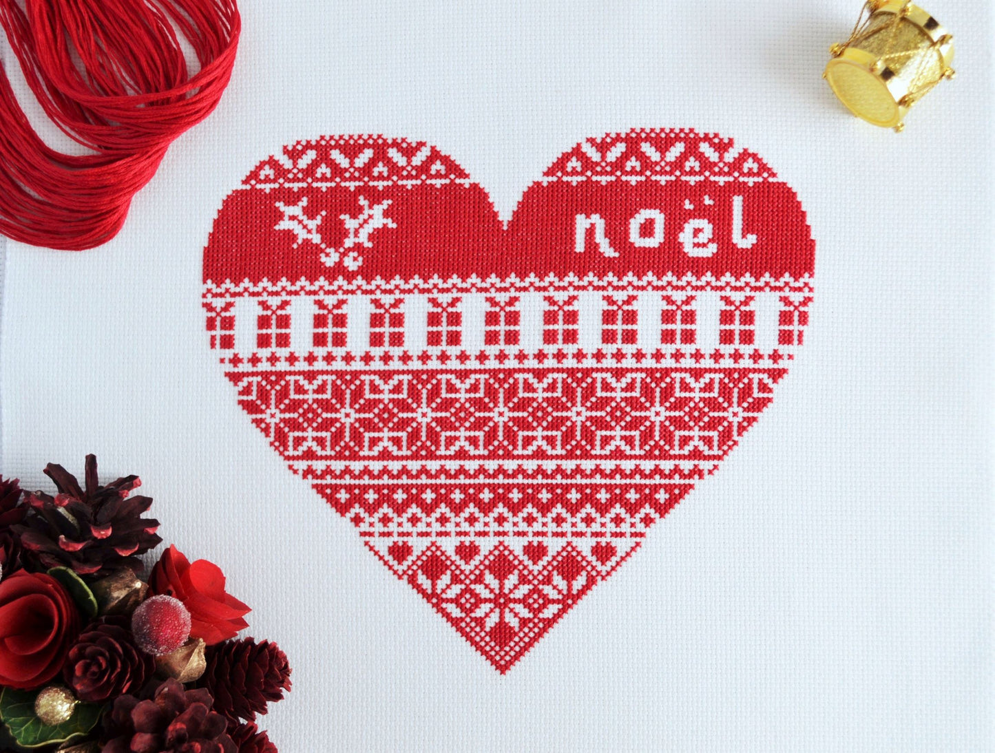 Noel Heart Sampler Cross Stitch Kit