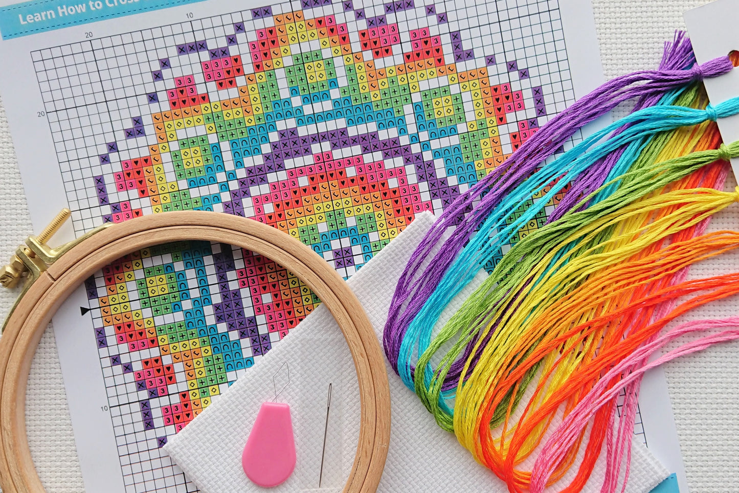 Cross Stitch Kit for Beginners ~ Rainbow Mandala