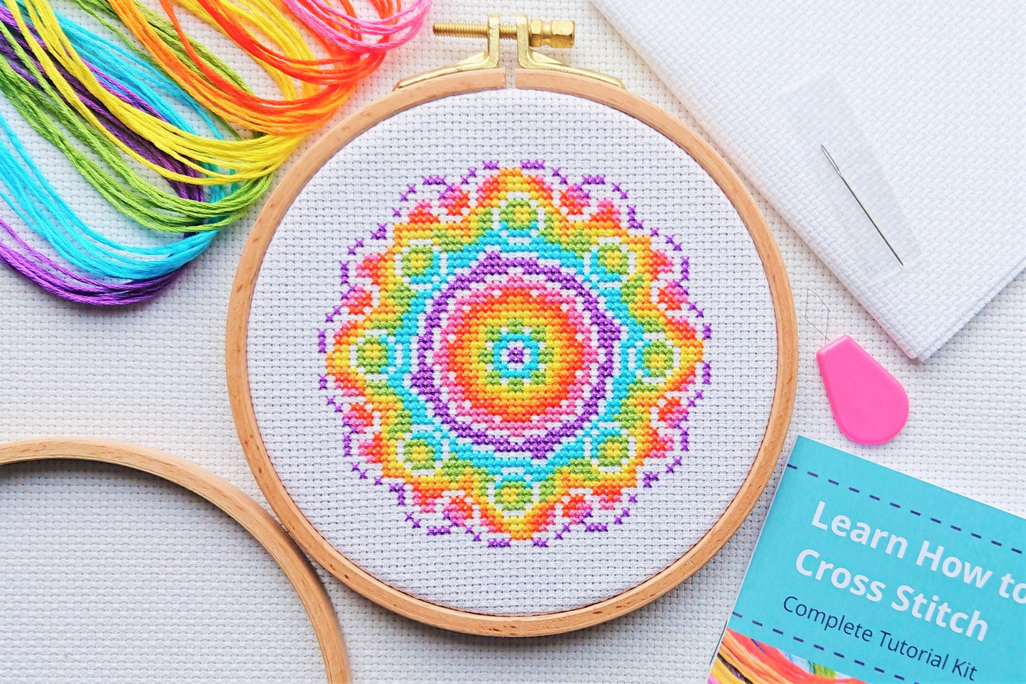 Cross Stitch Kit for Beginners ~ Rainbow Mandala